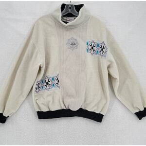 Vintage Lotto Cream Sherpa Wool Sweatshirt Sz M